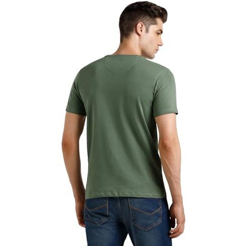Louis Philippe Men's Cotton Solid Slim Fit T-Shirt (Lrkccslfq44979_Aqua M)
