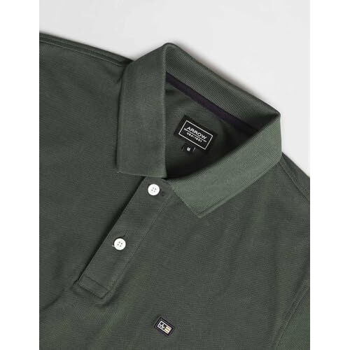 Arrow Men's Solid Half Sleeve Regular Fit Cotton Polo T-Shirt Olive