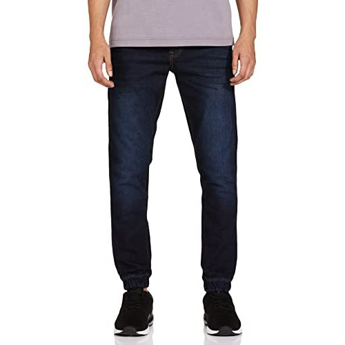 Newport Men's Regular Mid Rise Stone Wash Jogger Jeans (Npmepdn20001B22001Smu5000_Blue_30)