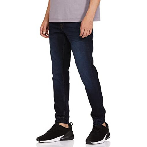 Newport Men's Regular Mid Rise Stone Wash Jogger Jeans (Npmepdn20001B22001Smu5000_Blue_30)