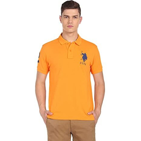 U.S. Polo Assn. Men's Cotton Regular Polo Shirt (Ustshc0062_Apricot Xl)