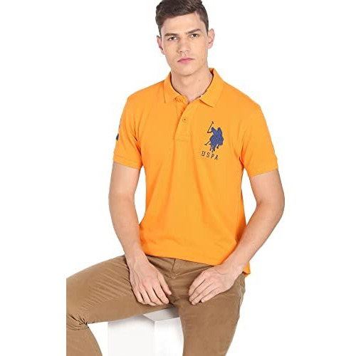 U.S. Polo Assn. Men's Cotton Regular Polo Shirt (Ustshc0062_Apricot Xl)