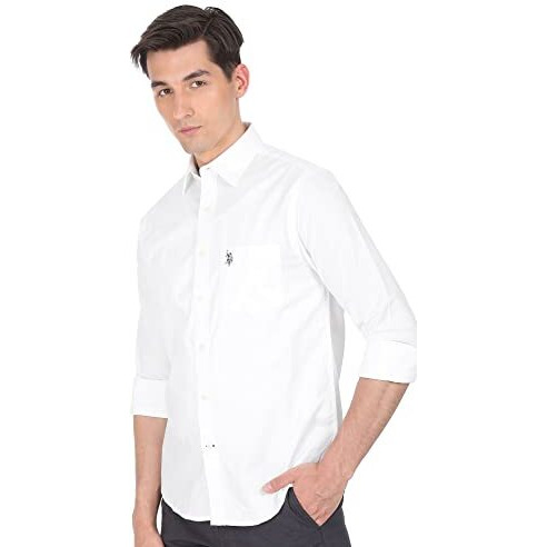 U.S. Polo Assn. Men's Cotton Regular Button Down Shirt (Usshtc0010_White S)