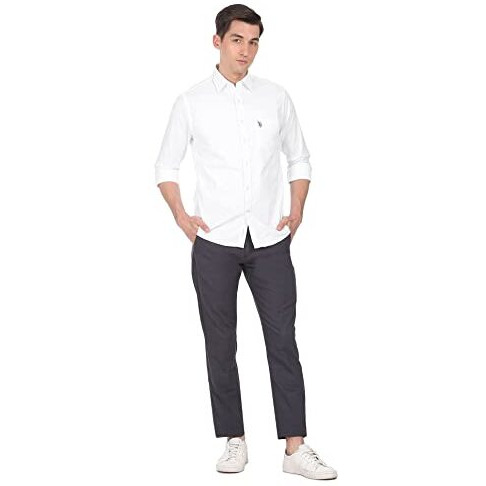 U.S. Polo Assn. Men's Cotton Regular Button Down Shirt (Usshtc0010_White S)