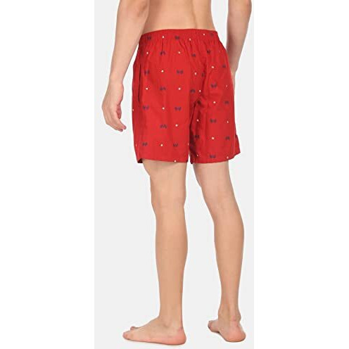 U.S. Polo Assn. Men Comfort Fit Print Cotton I663 Boxers - Pack Of 1 (Red Flag M)
