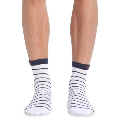 Us Polo Association Men's Cotton Ankle Socks (Pack Of 3) (I646-001-P3-Fs_White_Free Size)