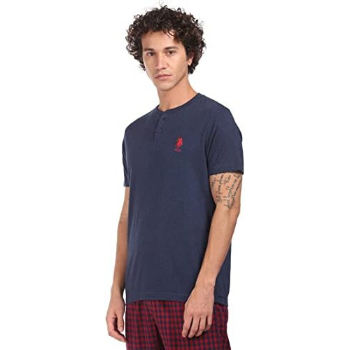 Us Polo Association Men's Solid Regular Fit T-Shirt (I686-433-Pl-M_Denim Melange M)