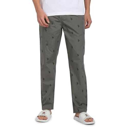 Us Polo Association Men's Cotton Pyjama Bottom (8907538106438_I506-010-Rr_Large_Grey)