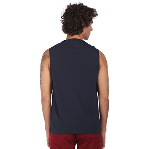 U.S. Polo Assn. Men's Cotton Crew Neck Brand Print Regular Fit Iyae Fashion Vest - Pack Of 1 (Navy L)