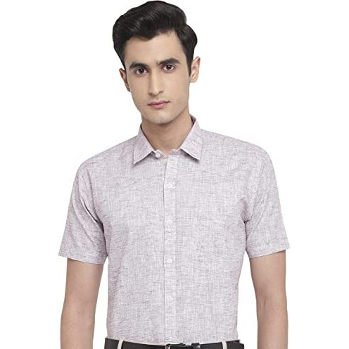 Ghpc Cotton Linen Plain Solid Half Sleeves Regular Fit Formal Shirt For Men (Purple, Fsh204313_42)
