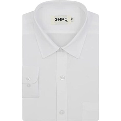 Ghpc By Arihant Men's 100% Cotton Plain Solid Full Sleeves Regular Fit Formal Shirt (White, Fsf400101_46)