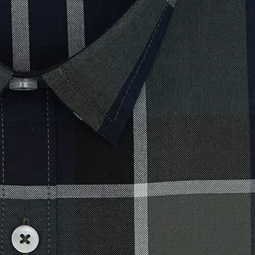 Ghpc 100% Cotton Plaid Checks Half Sleeves Regular Fit Formal Shirt For Men (Blue, Fsh509847_42)