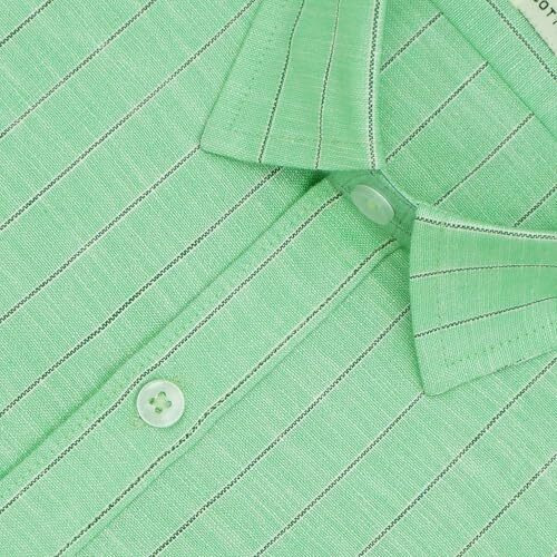 Ghpc Cotton Linen Striped Half Sleeves Regular Fit Formal Shirt For Men (Olive Green, Fsh521240_42)