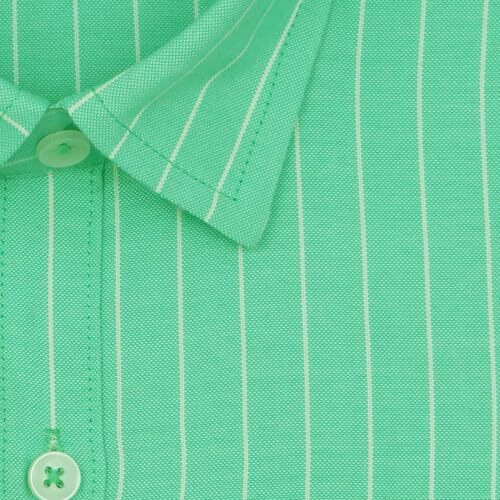 Ghpc 100% Cotton Striped Half Sleeves Regular Fit Formal Shirt For Men (Green, Fsh306918_40)
