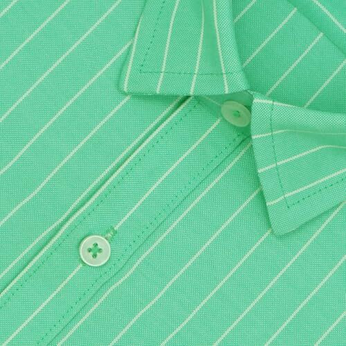 Ghpc 100% Cotton Striped Half Sleeves Regular Fit Formal Shirt For Men (Green, Fsh306918_40)