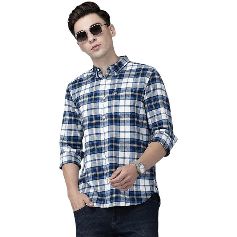 The Bear House Men's Slim Fit Multicolor Cotton Flannel Shirt