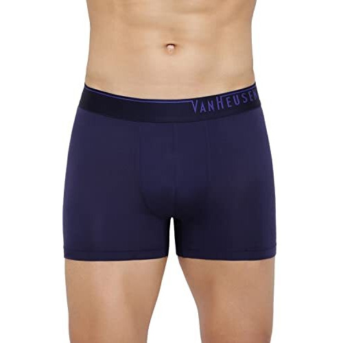 Van Heusen Men 4 Way Stretch Trunks - Body Defining Fit, Solid_30047_Maritime Blue_L
