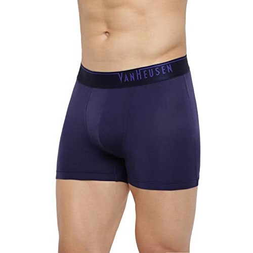 Van Heusen Men 4 Way Stretch Trunks - Body Defining Fit, Solid_30047_Maritime Blue_L