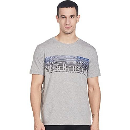 Van Heusen Athleisure Men's Solid Regular Fit T-Shirt (60040_Grey Melange L)