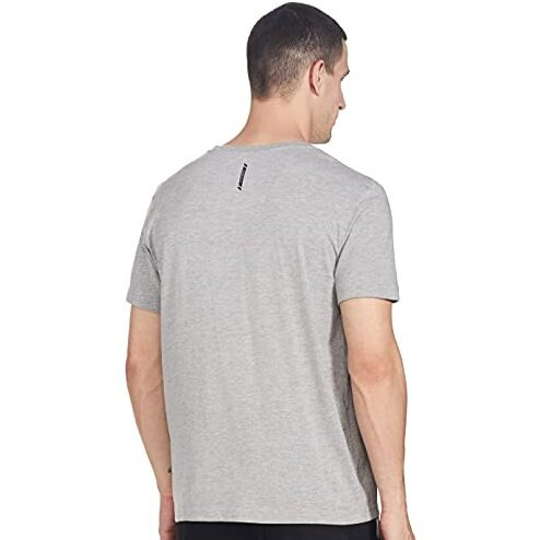 Van Heusen Athleisure Men's Solid Regular Fit T-Shirt (60040_Grey Melange L)