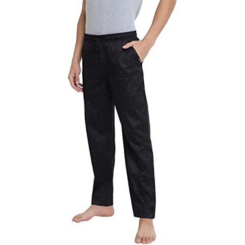 Van Heusen Men Athleisure Allover Print Pyjamas - 100% Combed Cotton - Drawstring Waist, Ultra Soft_50082_App13_M, Black, Medium