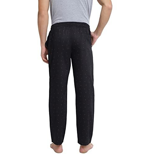 Van Heusen Men Athleisure Allover Print Pyjamas - 100% Combed Cotton - Drawstring Waist, Ultra Soft_50082_App13_M, Black, Medium
