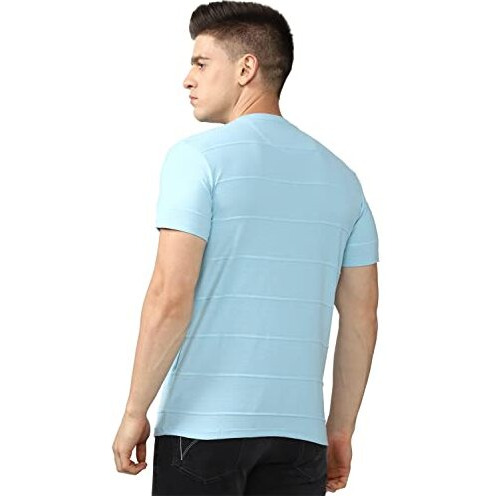 Van Heusen Men's Graphic Regular Fit T-Shirt (Vxkccrgpm64140_Blue M)