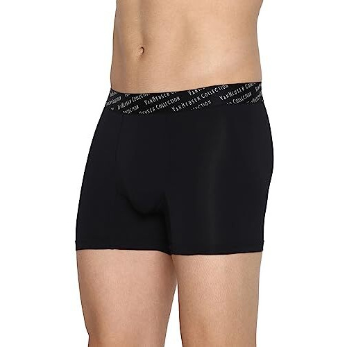 Van Heusen Nylon Men 4 Way Stretch Tactel Trunks - No Ride Up, Ultra Soft, 3D Logo Waistband_30045_Black_M, Medium