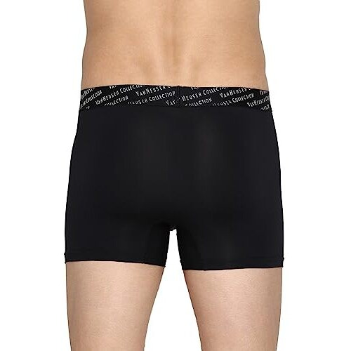 Van Heusen Nylon Men 4 Way Stretch Tactel Trunks - No Ride Up, Ultra Soft, 3D Logo Waistband_30045_Black_M, Medium
