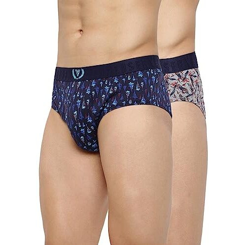 Van Heusen Men Sport Fashion Prints Briefs - 100% Combed Cotton - Pack Of 2 - Super Soft_70003_Vsp7, Vsp8_Xl