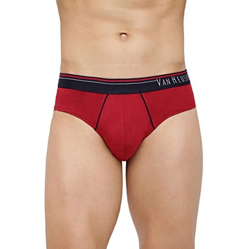 Van Heusen Men's Cotton Briefs (Pack Of 3) (10003_Deep Red, Grey Mel,Dark Navy-L_Multicolour_L)