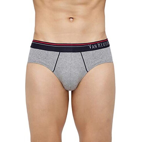 Van Heusen Men's Cotton Briefs (Pack Of 3) (10003_Deep Red, Grey Mel,Dark Navy-L_Multicolour_L)