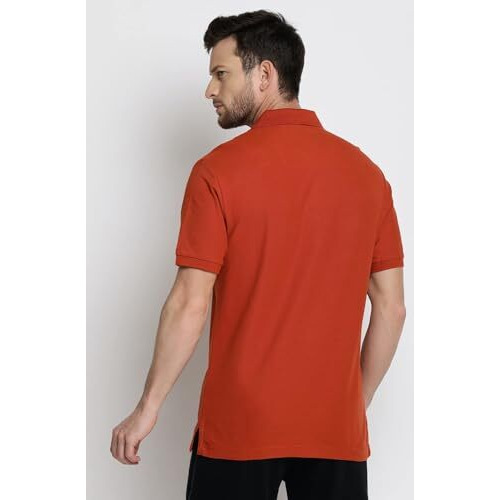 Van Heusen Athleisure Men Athleisure Colour Fresh Polo Regular Fit T-Shirt-100% Combed Cotton-Moisture Wicking, Ultra Soft_60032_Dusty Orange_Xxl