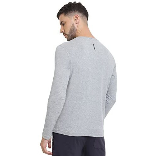 Van Heusen Athleisure Men's Printed Regular Fit T-Shirt (60095_Grey Melange M)