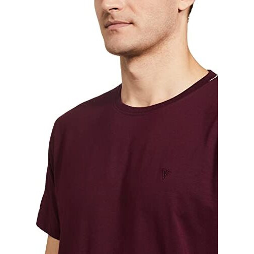 Van Heusen Athleisure Men Regular Fit T-Shirt-Cotton Rich-Smart Tech,Easy Stain Release,Anti Stat,Ultra Soft,Moisture Wicking_60021_Port Wine_Xl