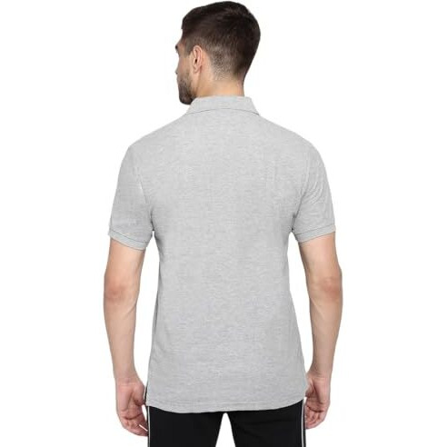 Van Heusen Men Athleisure Colour Fresh Polo Regular Fit T-Shirt-100% Combed Cotton-Moisture Wicking, Ultra Soft_60032_Grey Melange_Large