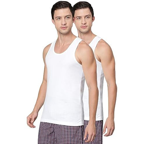 Van Heusen Men Cool It Vest - 100% Combed Cotton - Pack Of 2 - Moisture Activated, Super Soft, Scoop Neck_10075_White_M
