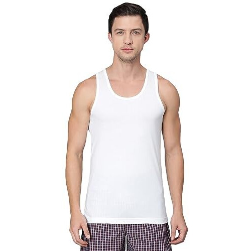 Van Heusen Men Cool It Vest - 100% Combed Cotton - Pack Of 2 - Moisture Activated, Super Soft, Scoop Neck_10075_White_M
