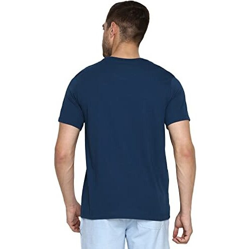Van Heusen Men Athleisure Crew Neck Regular Fit T-Shirt-Short Sleeve,Chest Graphic_60096_Deep Sea Lt_Xl,Black