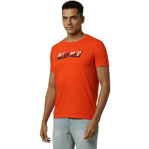 Allen Solly Men's Cotton Regular Fit T-Shirt (Alkcvsgfq56382_Orange_Medium)