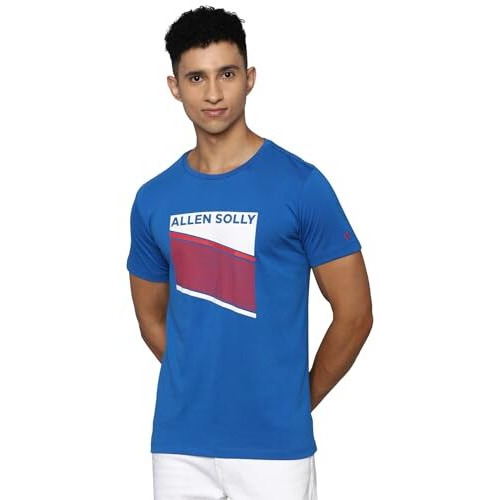 Allen Solly Men's Cotton Solid Regular Fit T-Shirt (Alkcvsgfv41997_Medium Blue L)
