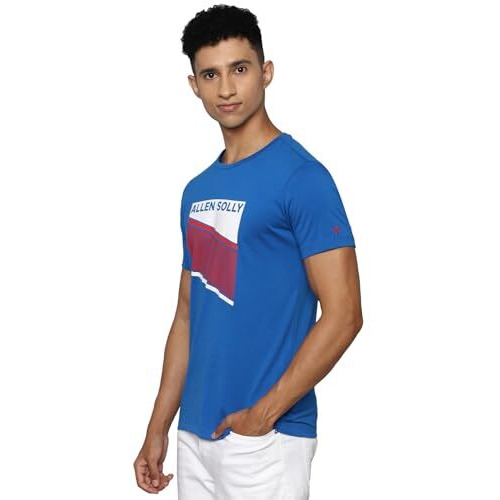 Allen Solly Men's Cotton Solid Regular Fit T-Shirt (Alkcvsgfv41997_Medium Blue L)