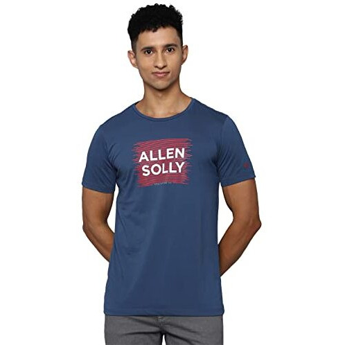 Allen Solly Men's Cotton Regular Fit T-Shirt (Alkcvsgfa16628_Navy L)