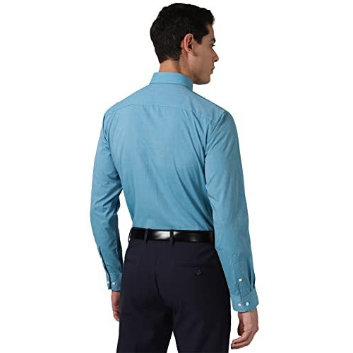 Peter England Men's Solid Regular Fit Shirt (Pesfonub595099_Aqua 42)