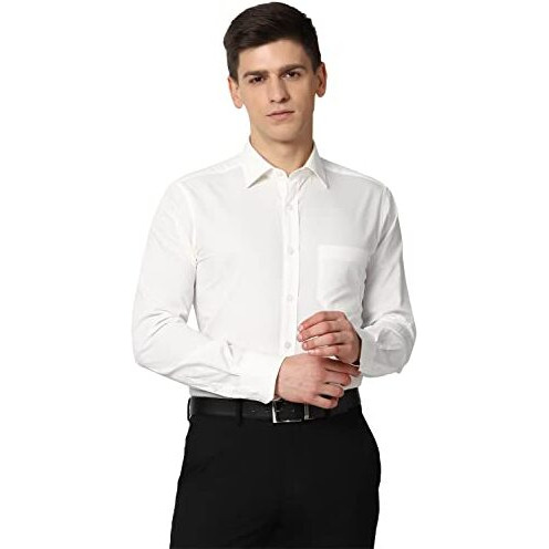 Peter England Men's Solid Regular Fit Shirt (Pesfonub175471_Beige 42)