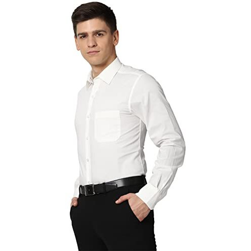 Peter England Men's Solid Regular Fit Shirt (Pesfonub175471_Beige 42)