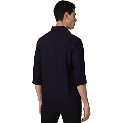 Peter England Men's Cotton Blend Solid Regular Fit Shirt (Pesfonubg09775_Dark Purple 44)