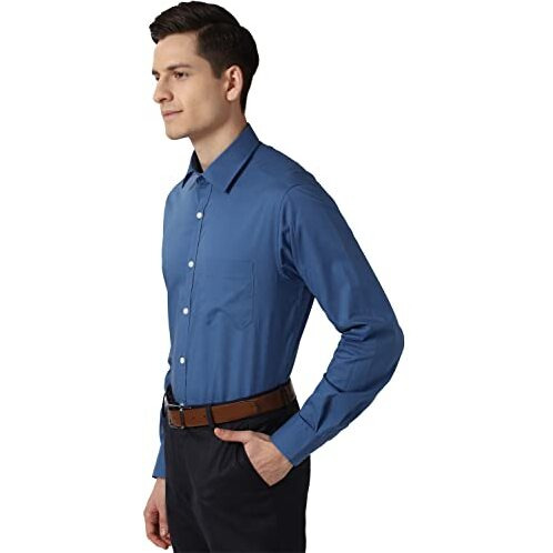 Peter England Men Blue Full Sleeves Formal Shirt