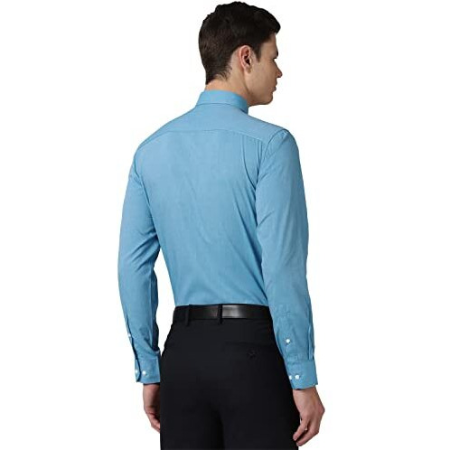 Peter England Men's Solid Slim Fit Shirt (Pesfoslb677607_Aqua 40)