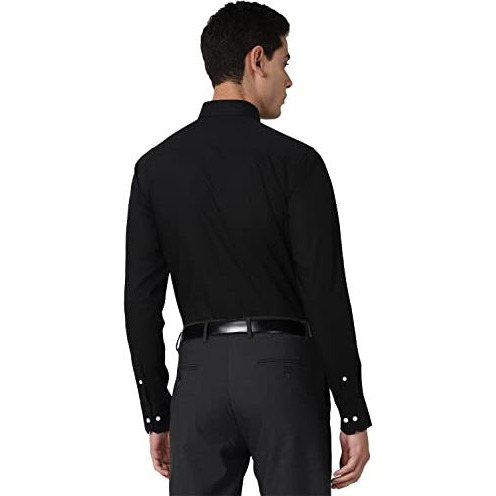 Peter England Men's Solid Slim Fit Shirt (Pesfoslbr42079_Black 40)